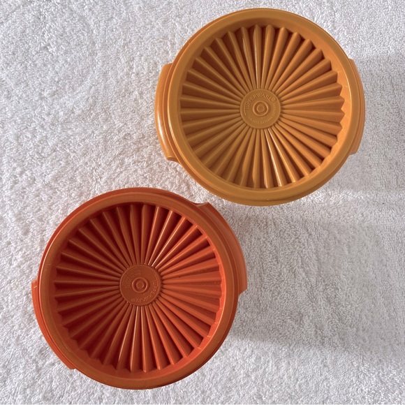 Vintage Tupperware Orange Yellow Servalier Stacking Bowls With Lids 4pcs - Picture 7 of 15